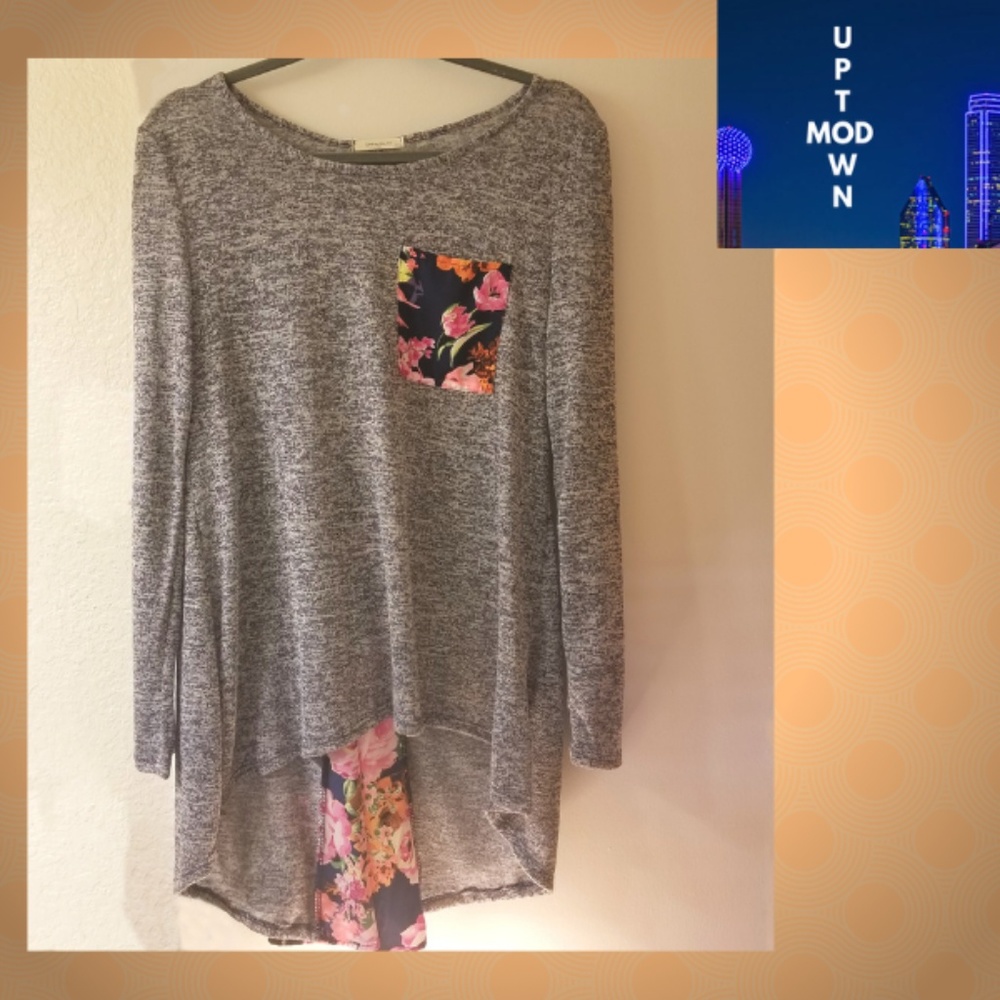 12PM by Mon Ami Women's Floral Navy Light Sweater